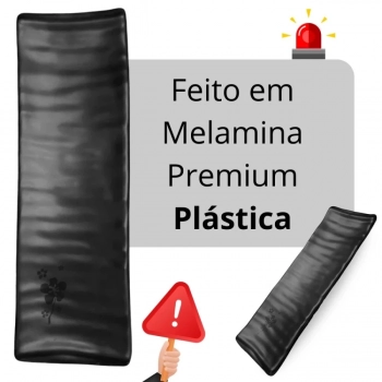 Kit 10 Travessas Estriada para Sushi Kanpai Restaurante Comida Japonesa Oriental Melamina Preta