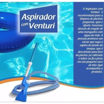 Kit Aspirador Venturi com Mangueira + Haste + Peneira + Clorador Flutuante + Pastilha de Cloro + Reparo