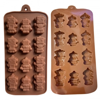 Forminha de Silicone para Chocolate Bombom Formato Robo com 12 Cavidades