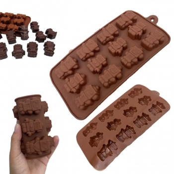 Forminha de Silicone para Chocolate Bombom Formato Robo com 12 Cavidades