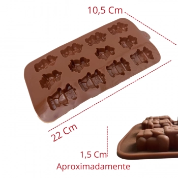 Forminha de Silicone para Chocolate Bombom Formato Robo com 12 Cavidades