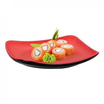 Kit 5 Pratos 22 Cm em Melamina para Petisco e Sushis Vermelha