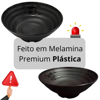 Kit 6 Tigelas Onduladas 1 Litro 21,5 Cm Kanpai Vasilha Grande Melamina Premium Restaurante Japons