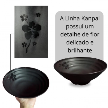 Kit 6 Tigelas Onduladas 1 Litro 21,5 Cm Kanpai Vasilha Grande Melamina Premium Restaurante Japons