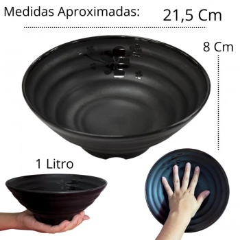 Kit 6 Tigelas Onduladas 1 Litro 21,5 Cm Kanpai Vasilha Grande Melamina Premium Restaurante Japons