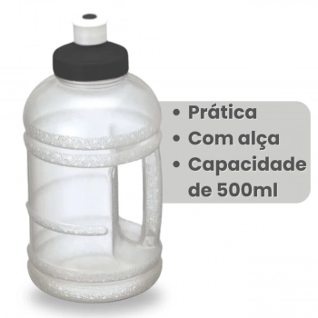 Kit 5 Garrafas Squeeze Infantil com Ala 500ml Preto