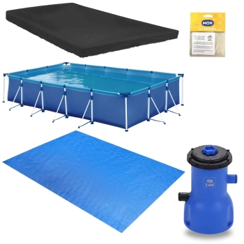 Kit Piscina 7600 L Premium + Capa + Forro + Filtro 220v 3028 L/H