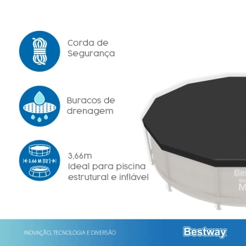 Capa para Piscina Estrutural 3,66 Mts Cobertura Bestway Indicado para Piscina de 6473 Lts