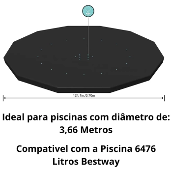 Capa para Piscina Estrutural 3,66 Mts Cobertura Bestway Indicado para Piscina de 6473 Lts