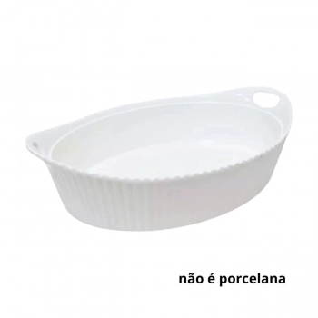 Kit com 3 Tigelas com Ala 300 Ml 18 Cm Oval Ondulada Branca Melamina