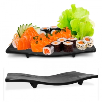 Kit Sushi 6 Peas em Melamina / Plstico Preto com Pratos e Travessas