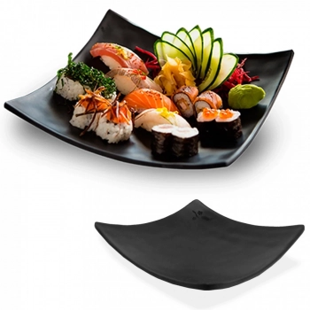 Kit Sushi 6 Peas em Melamina / Plstico Preto com Pratos e Travessas