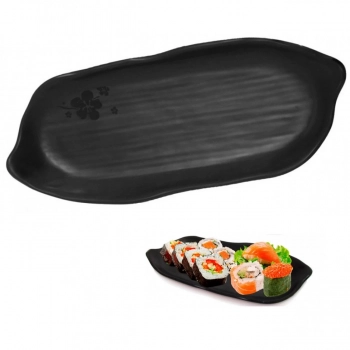 Kit Sushi 6 Peas em Melamina / Plstico Preto com Pratos e Travessas