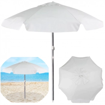 Kit Praia Guarda Sol Branco 1,60m + Esteira de Praia Rosa 1,80 M