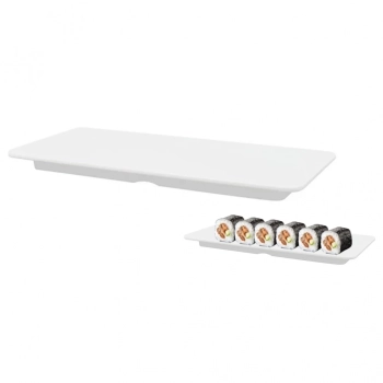 Kit Barca 40 Cm + 2 Pratos Reto para Sushi + 2 Travessa 24x16 Cm