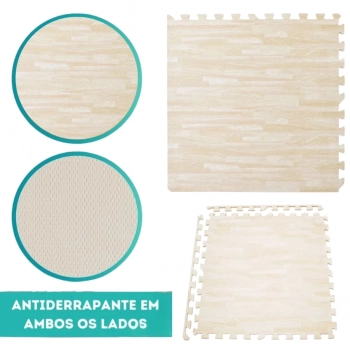 Tapete Tatame Eva Modelo Piso Madeira Claro 62 X 62 Cm 4 Peas