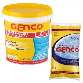 Kit Tratamento Agua de Piscina Cloro 2,5kg + Elevador de Ph 2 Kg