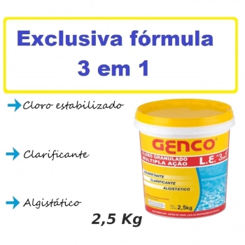 Kit Tratamento Agua de Piscina Cloro 2,5kg + Elevador de Ph 2 Kg + Algicida 1l