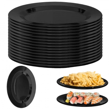 15 Travessas Prato Preto Oval para Sushi Petisco 25cm Melamina