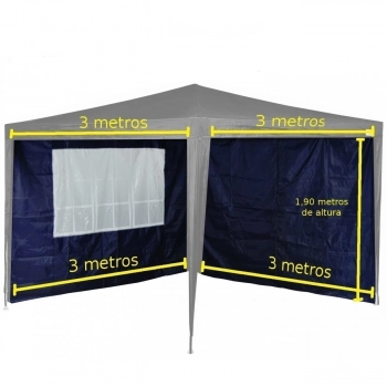 Kit Tenda Gazebo de Encaixe 3x3m Azul + 2 Paredes Lateral em Oxford