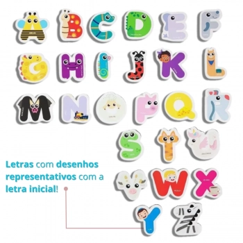 Brinquedo Educativo Alfabeto Divertido com Desenhos Associados s Iniciais Das Letras