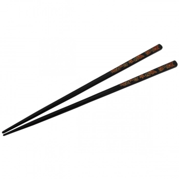 Kit 5 Pares de Hashi para Comida Japonesa em Poliestireno 22 Cm Preto Decorado