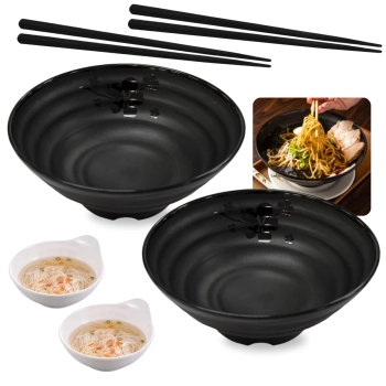 Kit Yakisoba com 2 Tigelas 21,5 Cm + 2 Molheiras + 2 Pares de Hashi + 2 Descanso de Hashi Hashioki