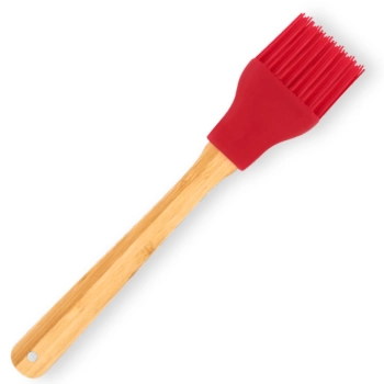 Pincel Culinrio de Silicone Vermelho Mor Cabo em Bambu Suporta Temperatura de 240c