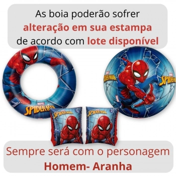 Kit Piscina de Armao Infantil 1000l + Boia de Brao + Bola e Boia Inflvel Homem-aranha