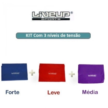 Kit 3 Faixas Elsticas em Ltex Tenso Leve + Mdia + Forte Liveup