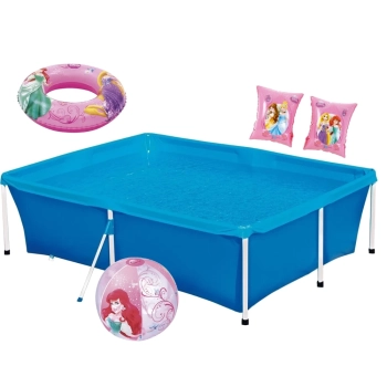 Kit Piscina Infantil 2000 Litros + Bola Inflvel + 2 Boias Das Princesas