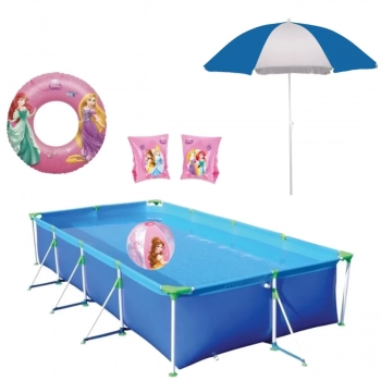 Piscina 6200l Mor + Guarda Sol + Bola Inflavel + Boias Princesas