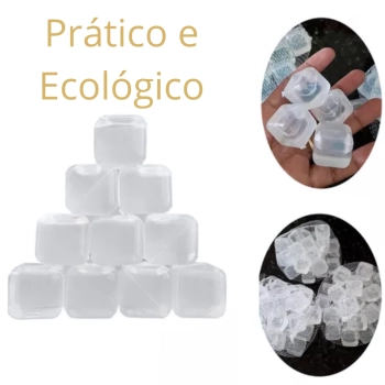 10 Cubos de Gelo Artificial Reutilizvel em Plstico Quadrado 2,5 Cm X 2,5 Cm