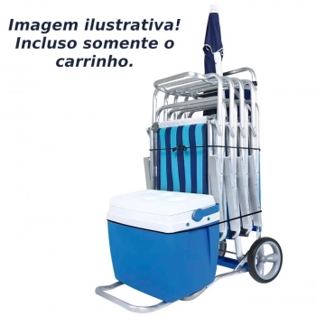 Kit Gazebo Tenda Dobrvel Trixx 3x3m Base e Topo + Carrinho de Praia com Avano + 2 Cadeiras Reclinvel 4 Posies Ao + Saca Areia