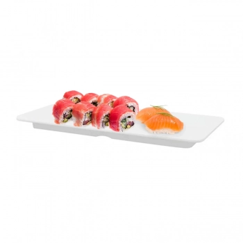 Kit 5 Pratos Reto 27 Cm em Melamina para Sushi e Petisco