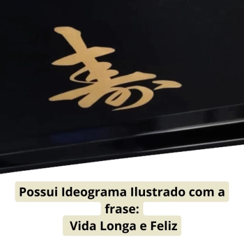 Travessa Retangular Rasa Bandeja para Restaurante Japons Sushi em Buffet com Ideograma Dourado