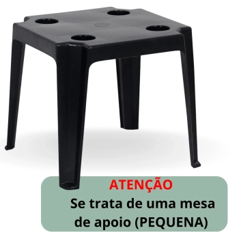 Mesa de Apoio Plstica Bel Multiuso com Porta-copos Preta Pequena