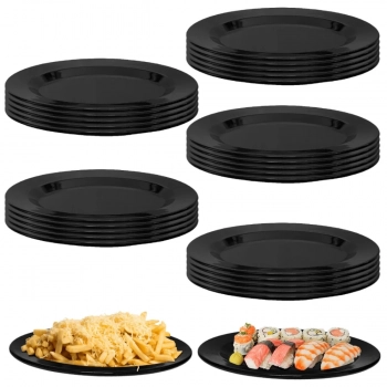 25 Travessas Prato Preto Oval para Sushi Petisco 25cm Melamina