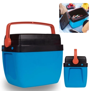 Caixa Termica Azul e Laranja Cooler 12 Litros com Ala Mor para Praia e Camping