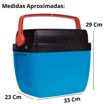 Caixa Termica Azul e Laranja Cooler 12 Litros com Ala Mor para Praia e Camping