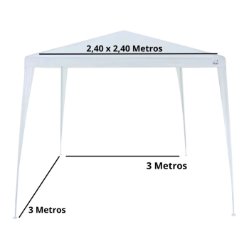 Tenda Gazebo Tubular 3 X 3 M Inclinada Barraca de Praia Branca Bel