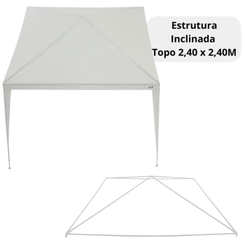 Tenda Gazebo Tubular 3 X 3 M Inclinada Barraca de Praia Branca Bel