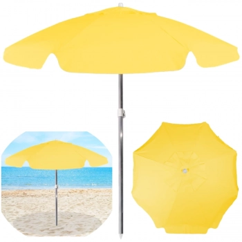 Kit Guarda Sol Praia Amarelo 1,60 M + Base Branca 18 L / 22 Kg