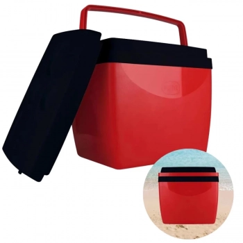 Kit para Praia Vermelho e Preto Guarda-sol 2m + Cooler 26 L