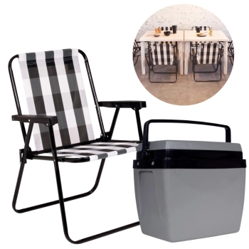 Mandiali e-Shop : Kit 2 Cadeiras de Praia Alta Xadrez + 2 Mesas