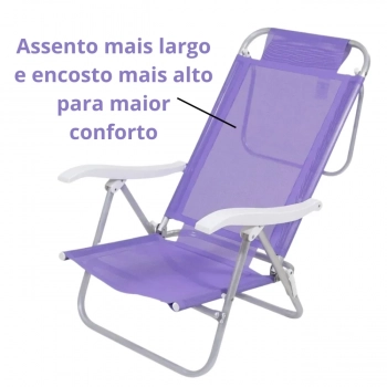 Kit Cadeira de Praia Sunny Dobrvel + Guarda Sol 2 M Branco