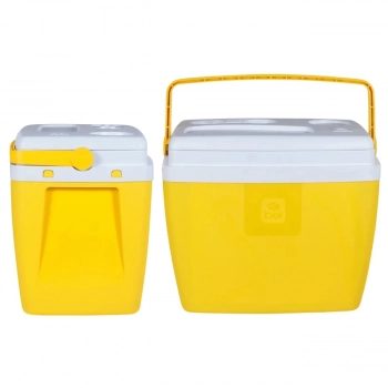 Kit Praia Amarelo Cooler 36l + Guarda Sol 1,60 M + 2 Cadeiras Altas