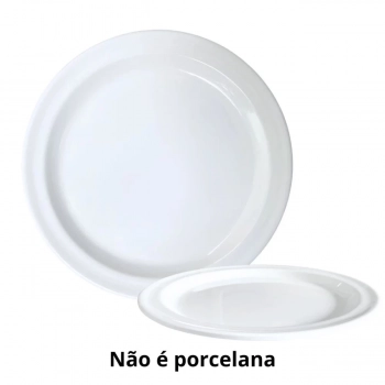 Conjunto de Pratos para 8 Pessoas Melamina Branco / 25,5 Cm e 18 Cm