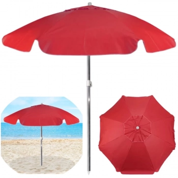 Kit Praia Vermelho e Preto Guarda Sol 1,60 M + Cooler 19 L + Cadeira Sannet