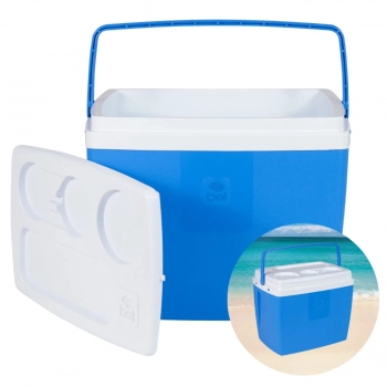 Kit Praia com Guarda Sol 1,60 M Branco + Cooler 19 L + Cadeira Colorida